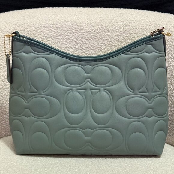 Laurel Shoulder Bag In Blocked Signature Maxi Signature Leather (Sage/Turquoise) - Picture 3 of 16